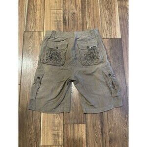VTG Y2K Ecko Unltd Mens Brown Baggy Cargo Shorts Sz 32 Embroidered Snake Patches